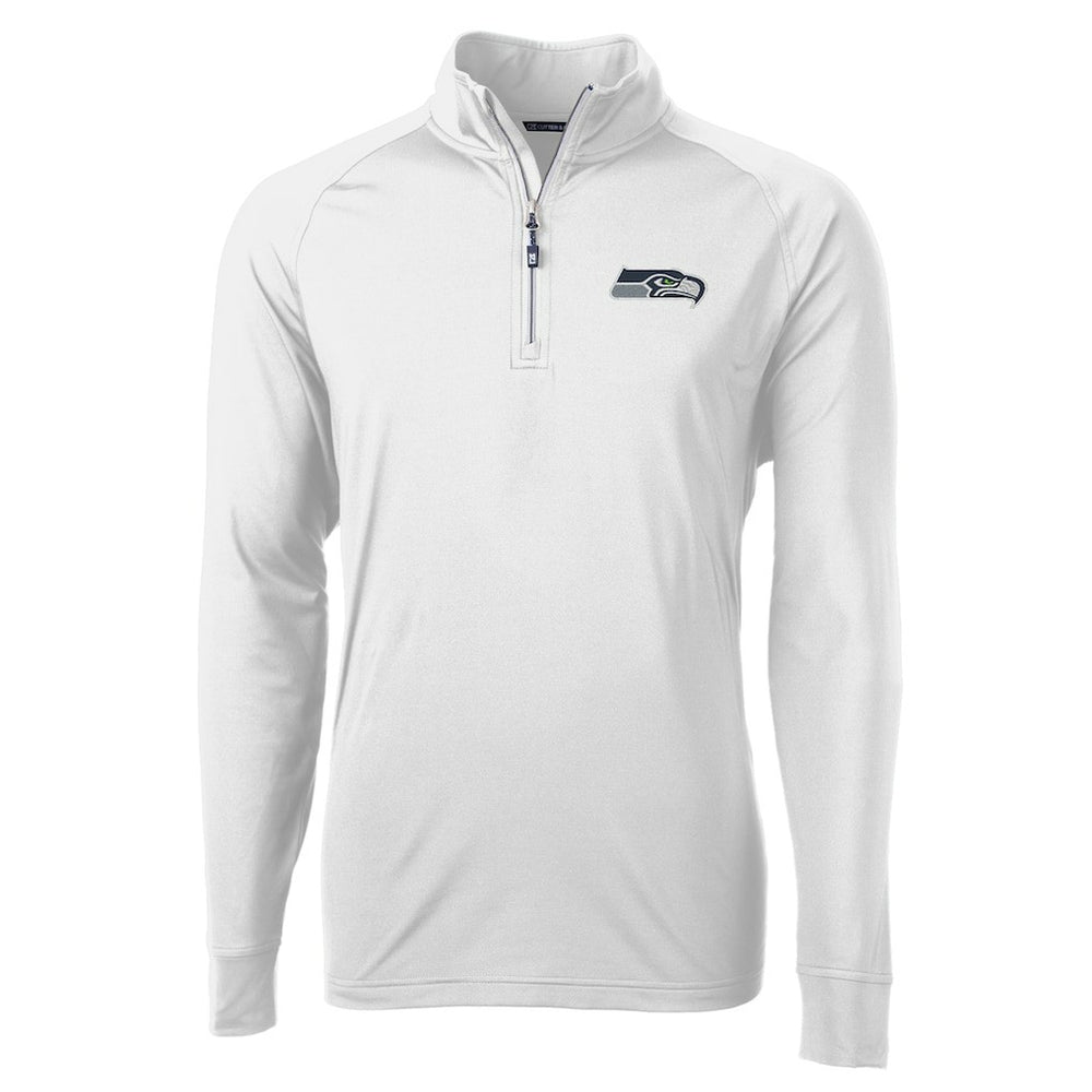 Seattle Seahawks Cutter & Buck Adapt Eco Knit Quarter-Zip Pullover Jacket White - NFL