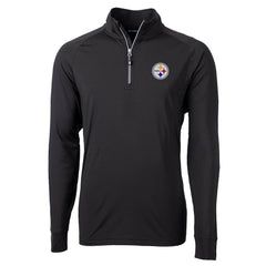 Pittsburgh Steelers Cutter & Buck Adapt Eco Knit Quarter-Zip Pullover Jacket Black - NFL
