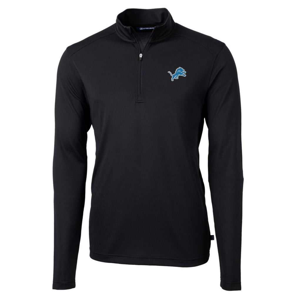 Detroit Lions Cutter & Buck Virtue Eco Pique Recycled Quarter-Zip Pullover Jacket Black - NFL