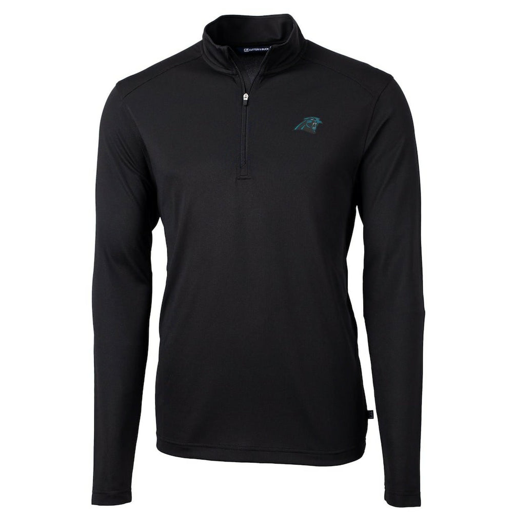 Carolina Panthers Cutter & Buck Virtue Eco Pique Recycled Quarter-Zip Pullover Jacket Black - NFL