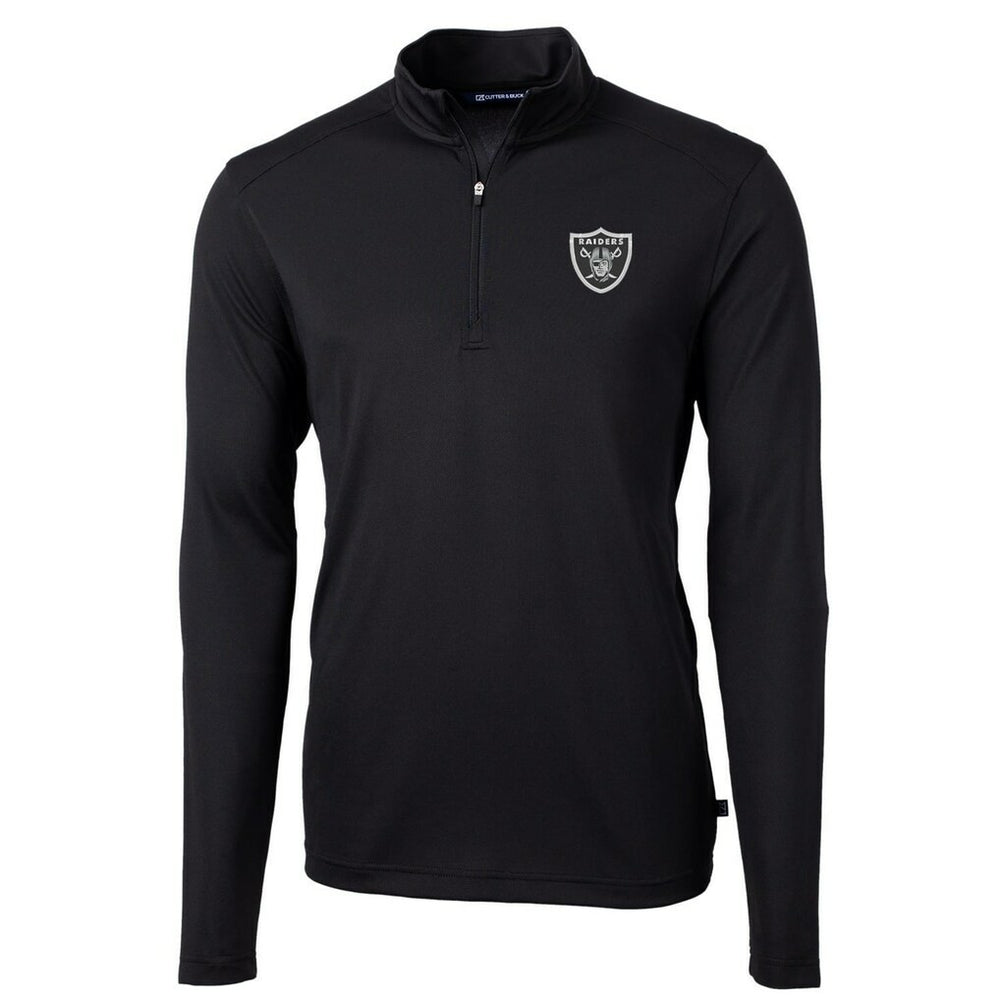 Las Vegas Raiders Cutter & Buck Virtue Eco Pique Recycled Quarter-Zip Pullover Jacket Black - NFL