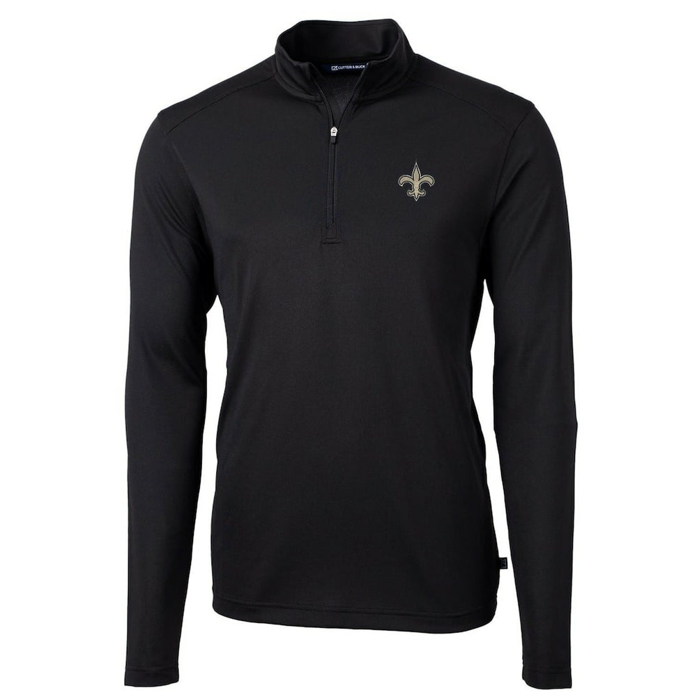 New Orleans Saints Cutter & Buck Virtue Eco Pique Recycled Quarter-Zip Pullover Jacket Black - NFL