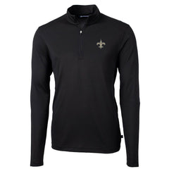 New Orleans Saints Cutter & Buck Virtue Eco Pique Recycled Quarter-Zip Pullover Jacket Black - NFL