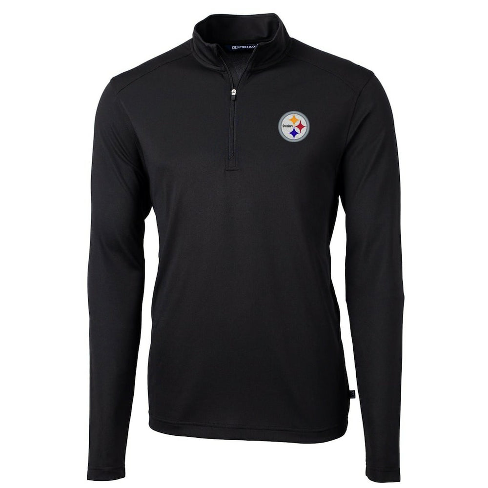 Pittsburgh Steelers Cutter & Buck Virtue Eco Pique Recycled Quarter-Zip Pullover Jacket Black - NFL