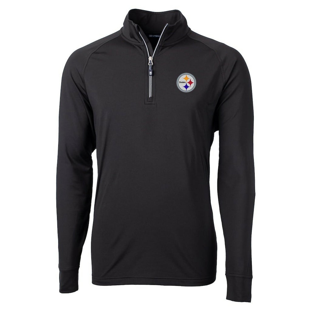 Pittsburgh Steelers Cutter & Buck Big & Tall Adapt Eco Knit Quarter-Zip Pullover Jacket Black - NFL