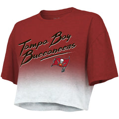 Tom Brady Tampa Bay Buccaneers Majestic Threads Women's Drip-Dye Player Name & Number Tri-Blend Crop T-Shirt Red/White - NFL