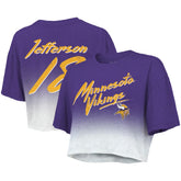 Justin Jefferson Minnesota Vikings Majestic Threads Women's Dip-Dye Player Name & Number Crop Top Purple/White - NFL