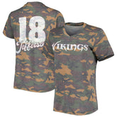 Justin Jefferson Minnesota Vikings Women's Name & Number Tri-Blend V-Neck T-Shirt Camo - NFL