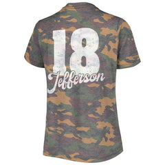 Justin Jefferson Minnesota Vikings Women's Name & Number Tri-Blend V-Neck T-Shirt Camo - NFL