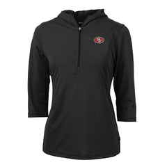 San Francisco 49ers Cutter & Buck Women's Virtue Eco Pique Half-Zip 3/4 Sleeve Pullover Hoodie Black - NFL