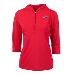 New England Patriots Cutter & Buck Women's Virtue Eco Pique Half-Zip 3/4 Sleeve Pullover Hoodie Red - NFL