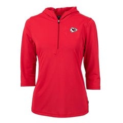 Kansas City Chiefs Cutter & Buck Women's Virtue Eco Pique Half-Zip 3/4 Sleeve Pullover Hoodie Red - NFL