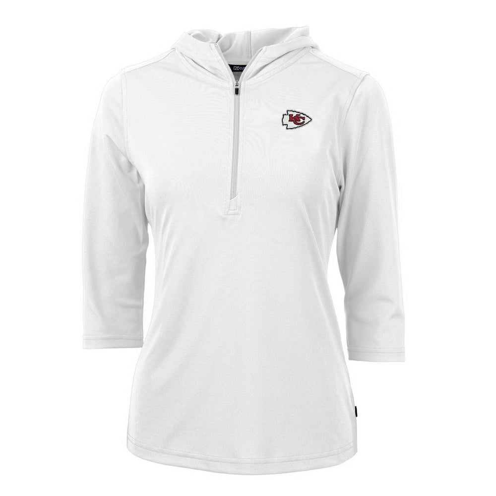 Kansas City Chiefs Cutter & Buck Women's Virtue Eco Pique Half-Zip 3/4 Sleeve Pullover Hoodie White - NFL