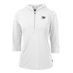 Kansas City Chiefs Cutter & Buck Women's Virtue Eco Pique Half-Zip 3/4 Sleeve Pullover Hoodie White - NFL