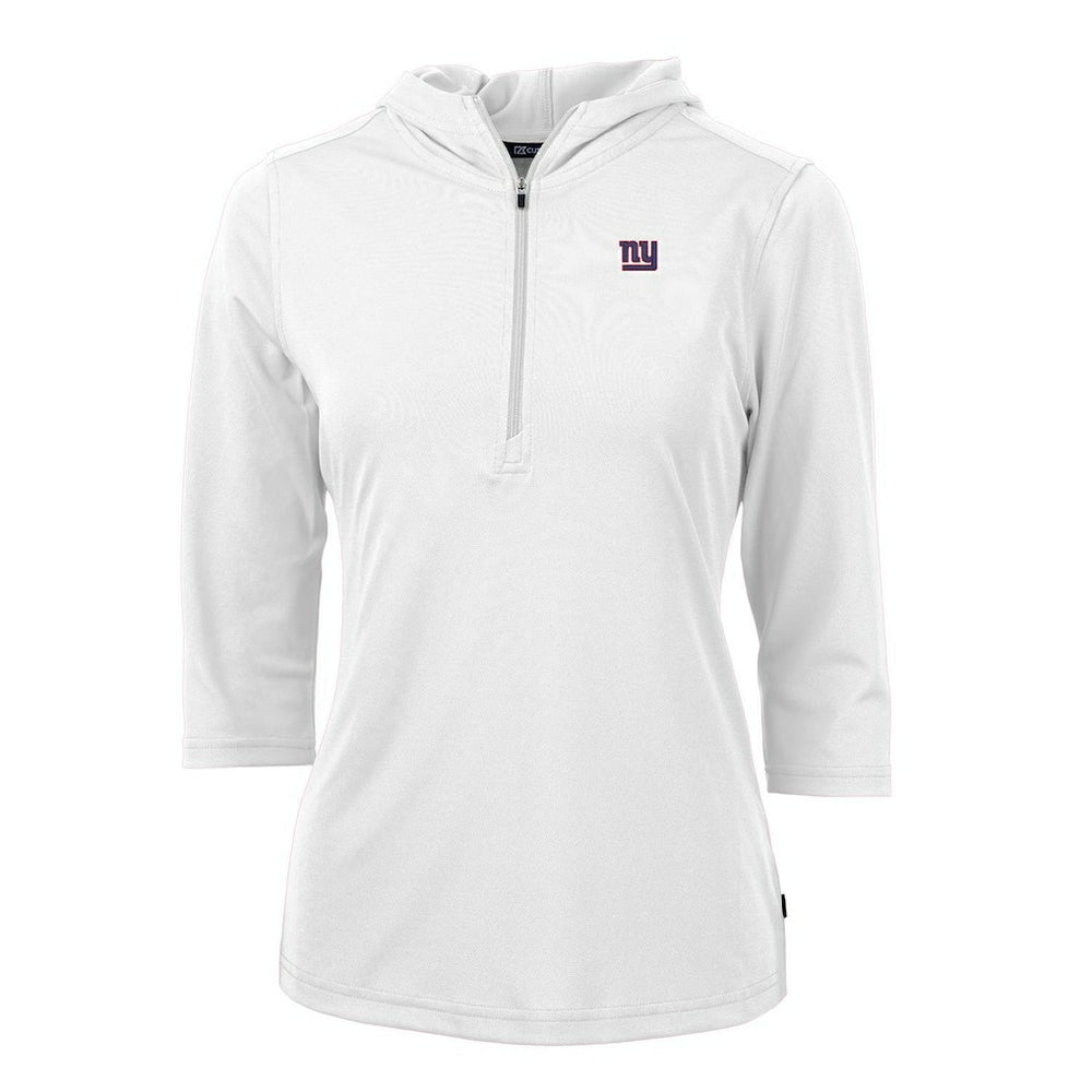 New York Giants Cutter & Buck Women's Virtue Eco Pique Half-Zip 3/4 Sleeve Pullover Hoodie White - NFL
