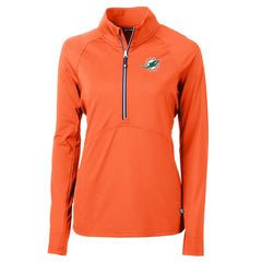 Miami Dolphins Cutter & Buck Women's Adapt Eco Knit Half-Zip Pullover Jacket Orange - NFL