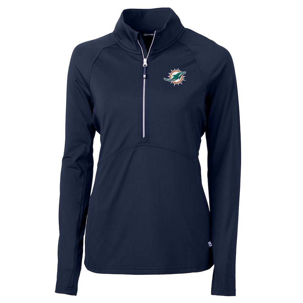 Miami Dolphins Cutter & Buck Women's Adapt Eco Knit Half-Zip Pullover Jacket Navy - NFL