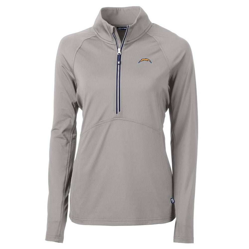 Los Angeles Chargers Cutter & Buck Women's Adapt Eco Knit Half-Zip Pullover Jacket Gray - NFL