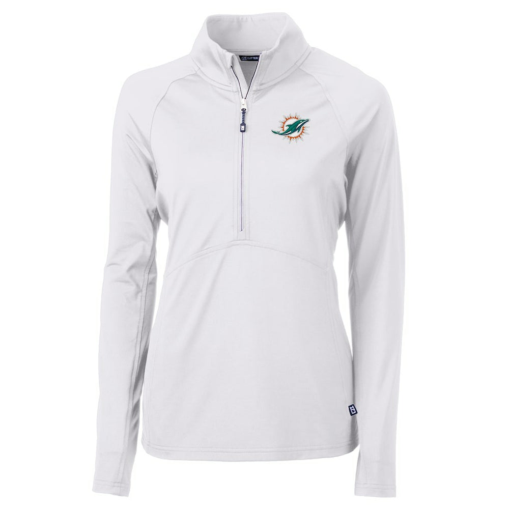 Miami Dolphins Cutter & Buck Women's Adapt Eco Knit Half-Zip Pullover Jacket White - NFL