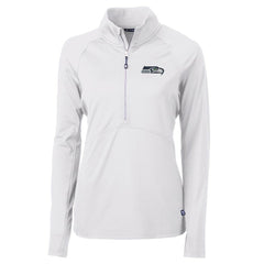 Seattle Seahawks Cutter & Buck Women's Adapt Eco Knit Half-Zip Pullover Jacket White - NFL