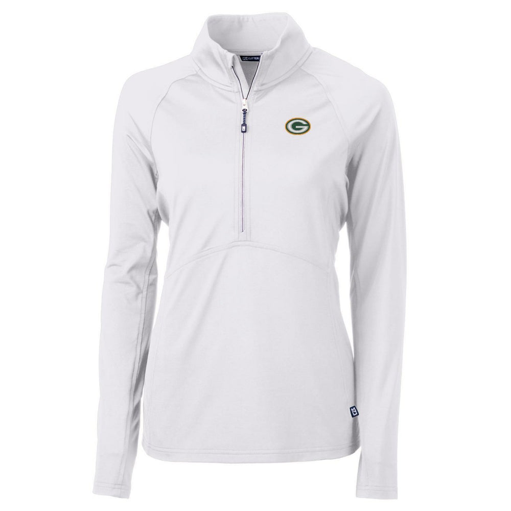 Green Bay Packers Cutter & Buck Women's Adapt Eco Knit Half-Zip Pullover Jacket White - NFL