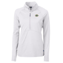 Green Bay Packers Cutter & Buck Women's Adapt Eco Knit Half-Zip Pullover Jacket White - NFL