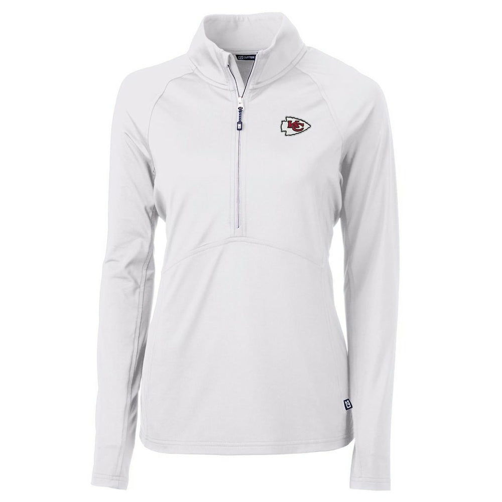 Kansas City Chiefs Cutter & Buck Women's Adapt Eco Knit Half-Zip Pullover Jacket White - NFL