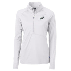 Philadelphia Eagles Cutter & Buck Women's Adapt Eco Knit Half-Zip Pullover Jacket White - NFL