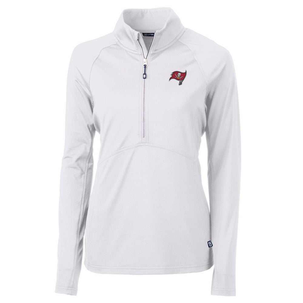 Tampa Bay Buccaneers Cutter & Buck Women's Adapt Eco Knit Half-Zip Pullover Jacket White - NFL