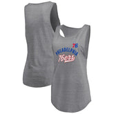 Fanatics - Philadelphia 76ers Women's Quality Time Open Scoop Neck Tri-Blend Tank Top - Heathered Gray