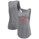 Fanatics - Chicago Bulls Women's Quality Time Open Scoop Neck Tri-Blend Tank Top - Heathered Gray