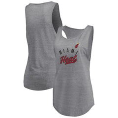 Fanatics - Miami Heat Women's Quality Time Open Scoop Neck Tri-Blend Tank Top - Heathered Gray