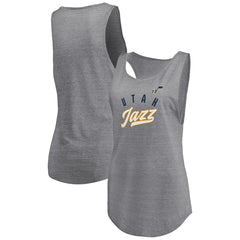 Fanatics - Utah Jazz Women's Quality Time Open Scoop Neck Tri-Blend Tank Top - Heathered Gray