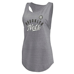Fanatics - Brooklyn Nets Women's Quality Time Open Scoop Neck Tri-Blend Tank Top - Heathered Gray