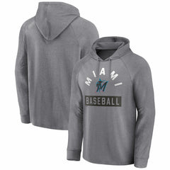 Miami Marlins Fanatics No Time Off Raglan Pullover Hoodie Clearance