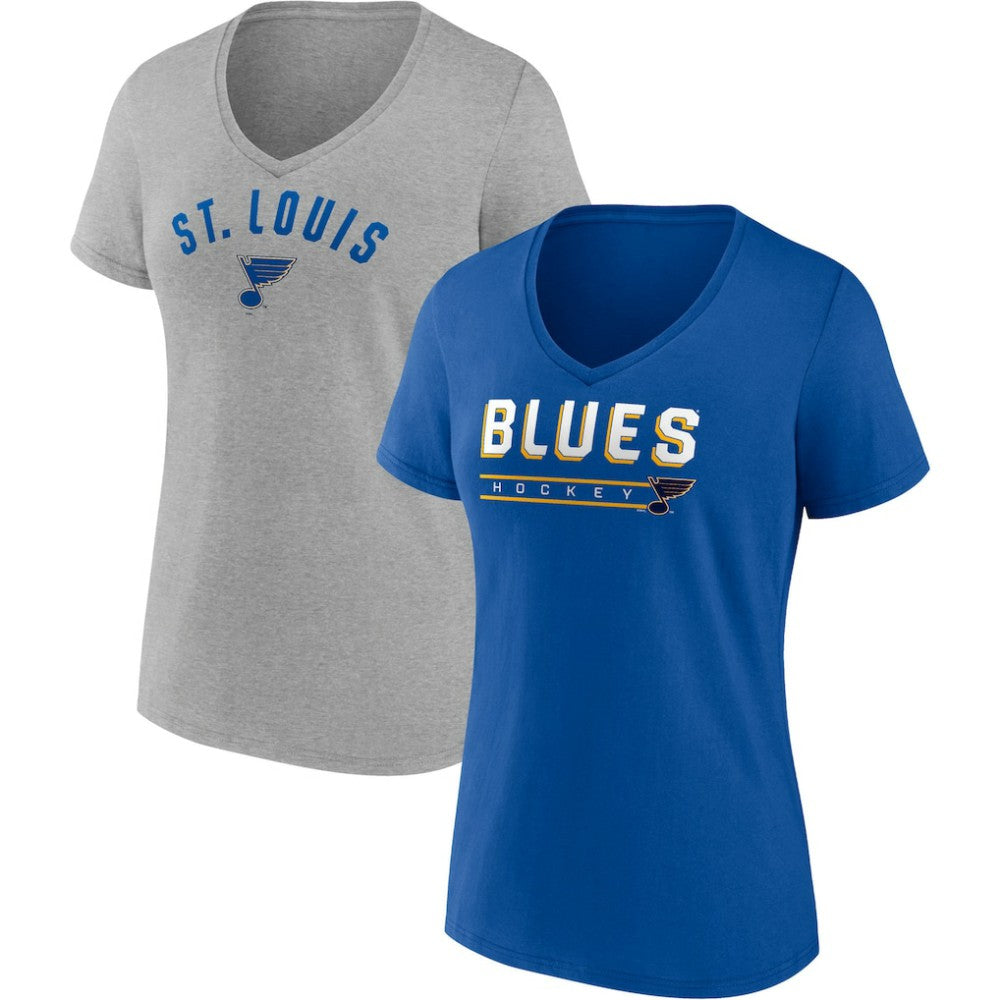 St. Louis Blues - Fanatics Women's Parent 2-Pack V-Neck T-Shirt Set Blue/Heathered Gray