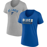 St. Louis Blues - Fanatics Women's Parent 2-Pack V-Neck T-Shirt Set Blue/Heathered Gray