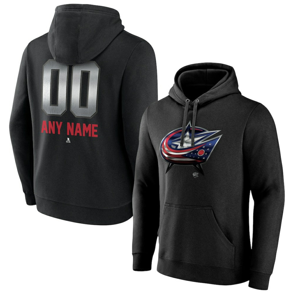 Columbus Blue Jackets - Personalized Midnight Mascot Logo Pullover Hoodie Black