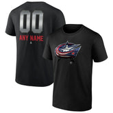Columbus Blue Jackets - Personalized Midnight Mascot Logo T-Shirt Black