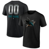 San Jose Sharks - Personalized Midnight Mascot Logo T-Shirt Black