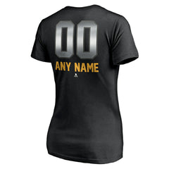 Boston Bruins Women's Personalized Midnight Mascot Logo V-Neck T-Shirt Black