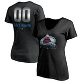 Colorado Avalanche - Women's Personalized Midnight Mascot Logo V-Neck T-Shirt Black