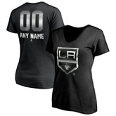 Los Angeles Kings - Women's Personalized Midnight Mascot Logo V-Neck T-Shirt Black