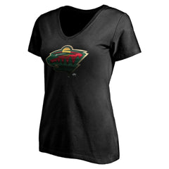 Minnesota Wild - Women's Personalized Midnight Mascot Logo V-Neck T-Shirt Black
