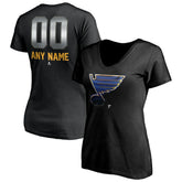 St. Louis Blues - Women's Personalized Midnight Mascot Logo V-Neck T-Shirt Black