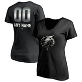 Tampa Bay Lightning - Women's Personalized Midnight Mascot Logo V-Neck T-Shirt Black