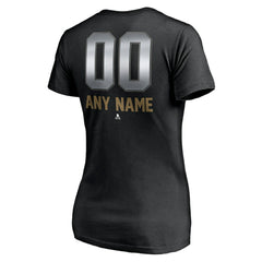 Vegas Golden Knights Women's Personalized Midnight Mascot Logo V-Neck T-Shirt Black
