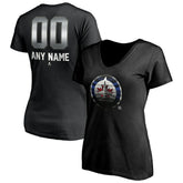 Winnipeg Jets - Women's Personalized Midnight Mascot Logo V-Neck T-Shirt Black