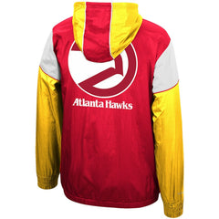 Mitchell & Ness - Atlanta Hawks Hardwood Classics Highlight Reel Windbreaker Half-Zip Hoodie Jacket - Red/Yellow