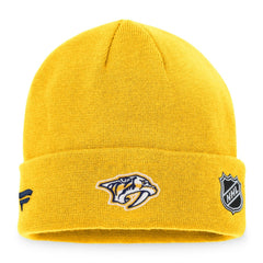 Nashville Predators - Fanatics Authentic Pro Rink Cuffed Knit Hat Gold